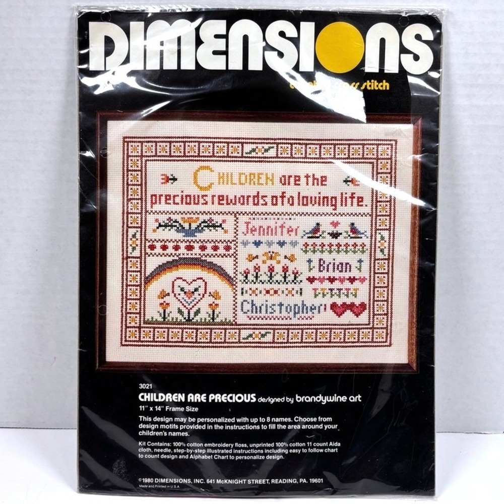 Vtg '80 Dimension Children Are Precious Sampler CrossStitch Folk Art Family NEW